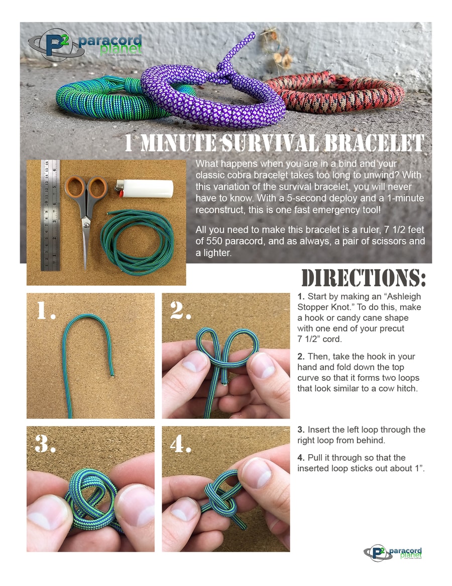 4 in 1 paracord survival bracelet